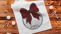 personalized golf coquette golf towels for women, maroon school spirit accessories, cute golf gifts for ladies for golf bags, golf Christmas