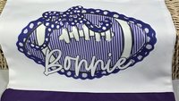 personalized powderpuff football tote bag with name, purple school pride cheer gifts for girls, back to school gifts for teenage girls, cute