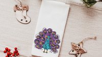 purple peacock decorative accent pillows for dorm room, cute peacock gifts, turquoise peacock kitchen towels for friends, teal peacock decor