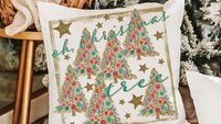 oh Christmas tree leopard print Christmas tree throw pillows for couch, floral Christmas accent pillow covers Christmas gifts for coworkers