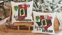 ho ho ho Indiana Christmas throw pillows for sofa, custom state Christmas decor for living room, Indiana gifts, Christmas gifts for neighbor