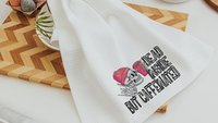 dead inside but caffeinated funny kitchen towels women gifts, coffee bar decor, sarcastic gifts for coworkers, coffee addict hand towels for