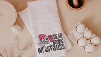 dead inside but caffeinated funny kitchen towels women gifts, coffee bar decor, sarcastic gifts for coworkers, coffee addict hand towels for