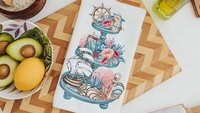 nautical kitchen towels summer kitchen tea towels for friends, beach cottage hostess gifts for women, guest bathroom hand towels, coastal