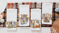 most likely to Thanksgiving edition funny kitchen towels for ladies, fall home decor gifts for adults, bring the wine Friendsgiving brunch