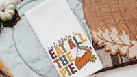 most likely to Thanksgiving edition funny kitchen towels for ladies, fall home decor gifts for adults, bring the wine Friendsgiving brunch