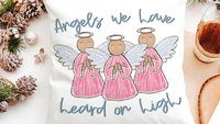 angels we have heard on high Christian Christmas throw pillows for couch religious Christmas home decor gift for grandma, pink angel accent