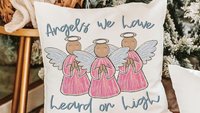 angels we have heard on high Christian Christmas throw pillows for couch religious Christmas home decor gift for grandma, pink angel accent