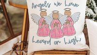 angels we have heard on high Christian Christmas throw pillows for couch religious Christmas home decor gift for grandma, pink angel accent
