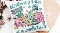 personalized Christmas is better in a small town zip code throw pillow cover 18x18, cute Christmas gifts for neighbors, hometown Christmas