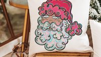 colorful Santa throw pillows for kids playroom, holiday hosting decor home decor gift, fun Christmas decorative pillows for couch, whimsical