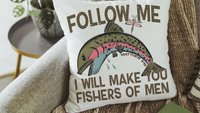 follow me fishers of men throw pillows for couch religious stocking stuffers for teen boys, Christian nursery decor boy, baby boy baptism