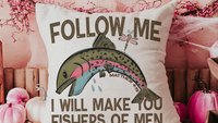 follow me fishers of men throw pillows for couch religious stocking stuffers for teen boys, Christian nursery decor boy, baby boy baptism