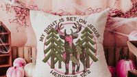 sight on Jesus throw pillows for couch religious stocking stuffers for teens, pink camo nursery decor, hunting baby keepsake, Hebrews 12:2