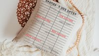 personalized library due date throw pillows for couch, custom book lover gift for women, bookish Christmas gifts for grandma, special dates