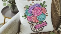 custom floral throw pillow for bedroom, personalized Mothers day gift for best friend, Mothering Sunday gifts, leopard print name pillow for