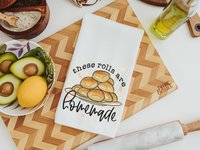 Funny Thanksgiving Kitchen Towel, Homemade Rolls, Hostess Gift