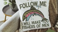 follow me fishers of men throw pillows for couch religious stocking stuffers for teen boys, Christian nursery decor boy, baby boy baptism