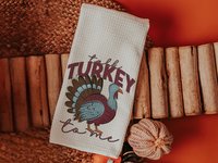 talk turkey to me Thanksgiving kitchen towels for fall, turkey day hand towels for autumn, Friendsgiving gifts for girlfriends, funny gifts