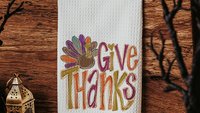 Give thanks Thanksgiving kitchen towels 