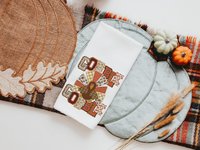 gobble gobble turkey Thanksgiving kitchen towels for fall, faux patchwork turkey hand towels for autumn, Friendsgiving gifts for girlfriends