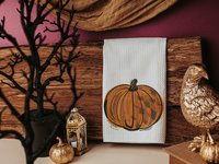 orange pumpkin hand towels for autumn, Thanksgiving pumpkin kitchen towels for fall, Friendsgiving gifts for girlfriends, primitive kitchen
