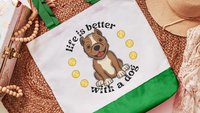 life is better with dogs pitbull tote bag for women, pittie mom pit bull gifts, reusable shopping bag, amstaff dog lover gift for her, cute