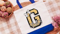 personalized initial tote bag for girlfriend, green coquette Christmas gifts for cheerleaders, custom name tote book bag for girls, secret