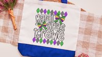 Mardi Gras krewe vibes tote bag for girls trip, Fat Tuesday party favors for guests, Louisiana gifts for women, reusable bag coworker gifts