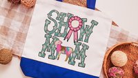 show mom sheep tote bags for women, raising sheep farmers market bag, Dorset sheep gifts for her, Hampshire sheep Christmas gifts for ladies