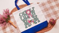 show mom sheep tote bags for women, raising sheep farmers market bag, Dorset sheep gifts for her, Hampshire sheep Christmas gifts for ladies