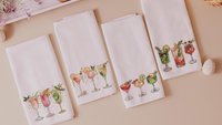 Christmas cocktail kitchen towels for Christmas bar accessories for home bar, holiday hosting decor home decor gift for couple, Xmas hand