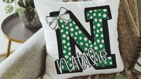 personalized initial throw pillows for girls, butter yellow name pillow cases for teens, secret Santa gifts for teenage girls, coquette