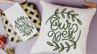 botanical throw pillow for sofa, our nest kitchen towels for friends, new home housewarming gift set for couple, greenery wedding gifts for