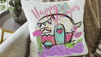 happy glamper pillows for camper, summer throw pillow cover and insert, RV accessories for inside, van life gifts, indoor camper decor, best