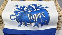personalized 2026 cheer tote bag with name, blue school spirit cheer squad gifts, travel cheer bag for girls, cheerleader gifts from coach