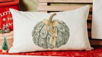 oyster shell pumpkin lumbar decorative accent pillows for couch, fall coastal decorations for home, nautical pumpkin pillows for bed, host