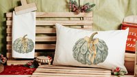 oyster shell pumpkin lumbar decorative accent pillows for couch, fall coastal decorations for home, nautical pumpkin pillows for bed, host