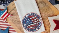 one nation under God American flag kitchen towel, 4th of July kitchen decor, patriotic decor for home, Pledge of Allegiance decor, hostess