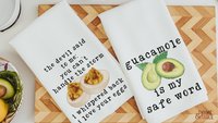 safe word funny kitchen towels, guacamole gift, sassy gifts, deviled eggs kitchen hand towels, smut reader gift, trendy Mothers day gifts