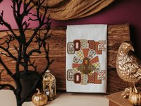 gobble gobble turkey Thanksgiving kitchen towels for fall, faux patchwork turkey hand towels for autumn, Friendsgiving gifts for girlfriends