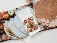 gobble gobble turkey Thanksgiving kitchen towels for fall, faux patchwork turkey hand towels for autumn, Friendsgiving gifts for girlfriends