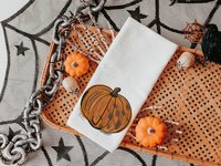 orange pumpkin hand towels for autumn, Thanksgiving pumpkin kitchen towels for fall, Friendsgiving gifts for girlfriends, primitive kitchen