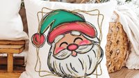 cute Santa face throw pillows for kids playroom, Santa Claus Christmas pillow cover 18x18, home decor gift for Christmas gifts for neighbors