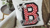 personalized initial throw pillows for girls, butter yellow name pillow cases for teens, secret Santa gifts for teenage girls, coquette