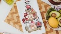 cute panda bear Valentines Day dish towel, home decor gift kitchen towels for Valentines panda hand towels for couples, Galentines Day gifts