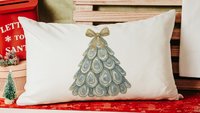 oyster shell Christmas tree throw pillows for sectional, oyster Christmas pillows decorative lumbar pillows 12x20, trending Christmas gifts