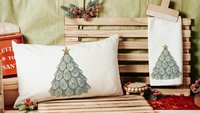 coastal Christmas tree throw pillows for guest room, beach Christmas gifts for neighbors, oyster shell decorative pillows for sofa, holiday