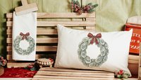 oyster shell Christmas wreath lumbar throw pillows for sunroom, oyster Christmas pillows decorative pillows for couch, trending Christmas