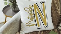 personalized name throw pillow little girl bed decor, Columbia blue initial pillows for girls, Carolina blue decor, secret Santa gifts for